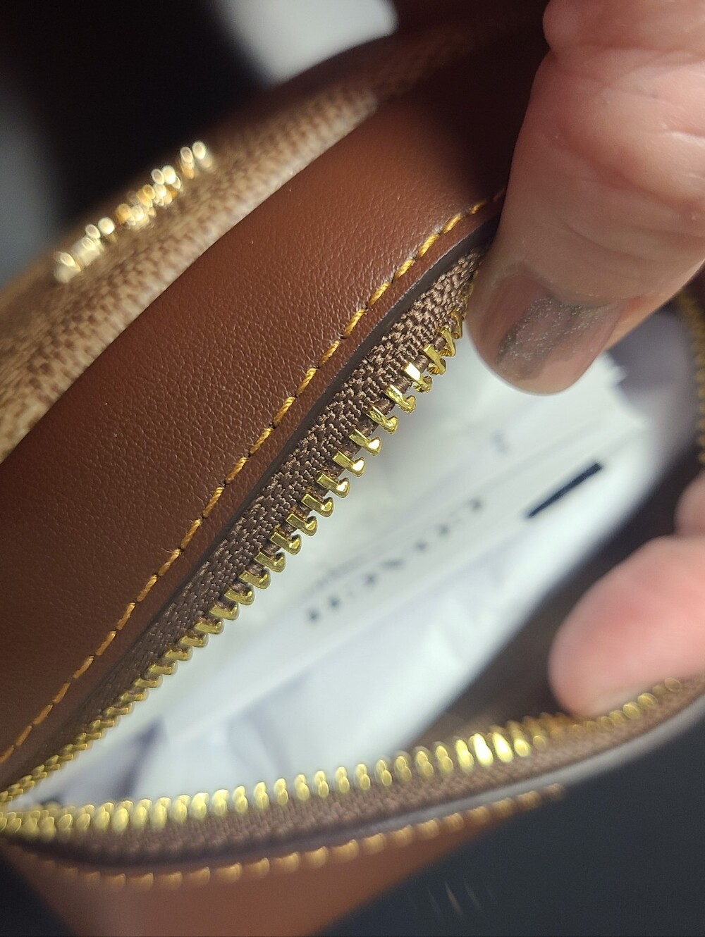 Coach Tan and Brown Signature Canvas Pouch Wristlet NWT - Picture 3 of 9